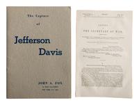 [DAVIS, Jefferson (1808-1889)]. A group of 5 items associated with the capture of Jefferson Davis after the fall of Richmond, comprising: