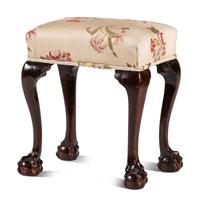 A Chippendale Style Carved Mahogany Claw-and-Ball Foot Stool