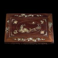 A Finely-Carved and Inlaid Hardwood Small Low Table, First Half of 20th Century — 民國 硬木嵌螺鈿方座
