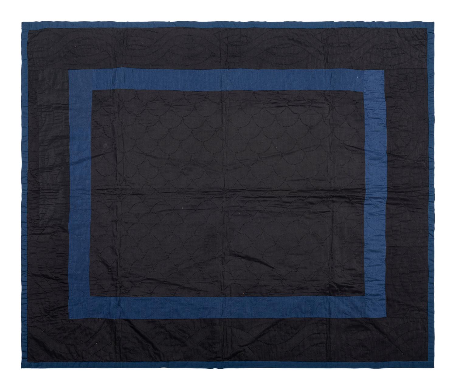 A Child's Black and Blue Satin and Cotton Quilt