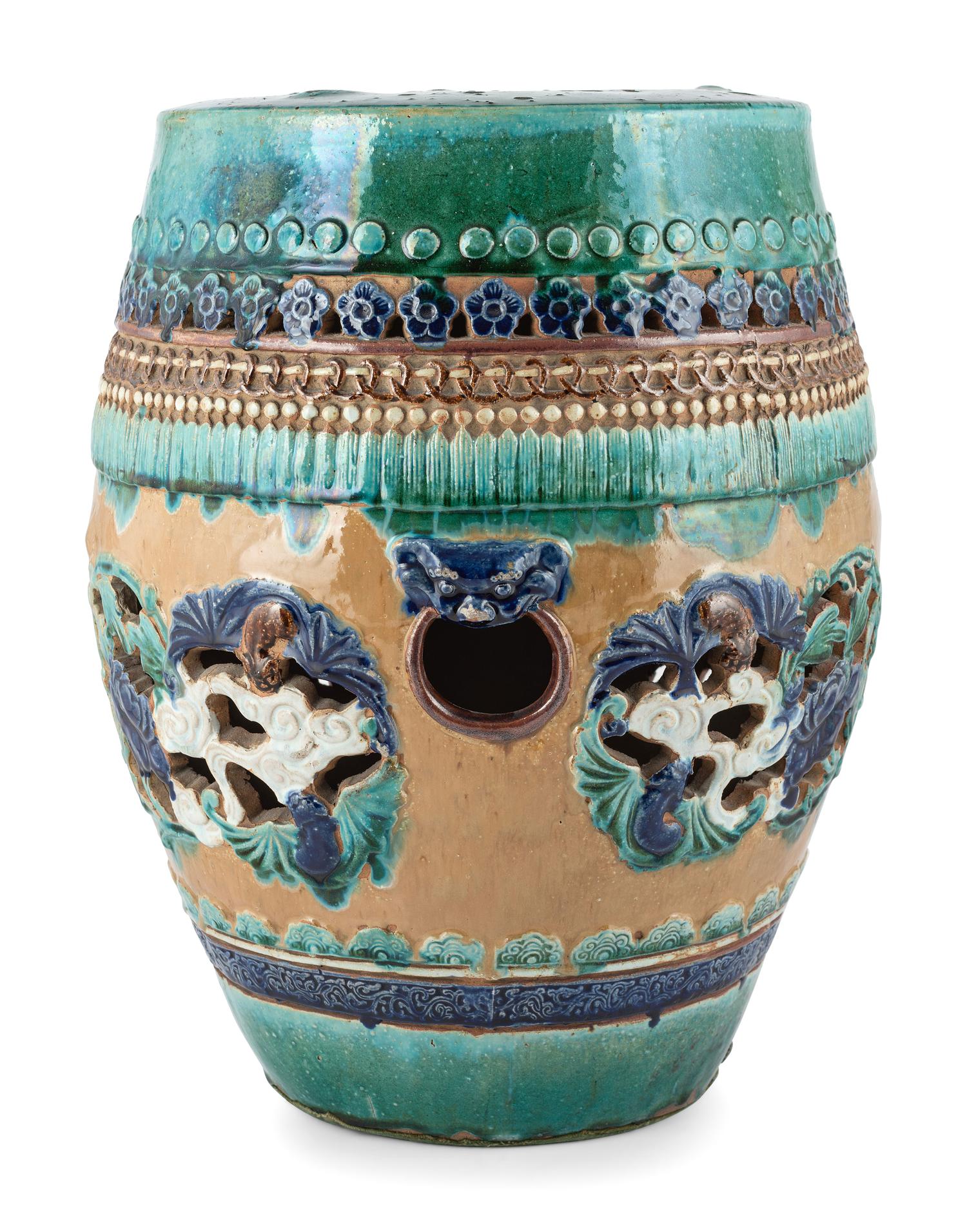 A Chinese Glazed Terra Cotta Garden Seat