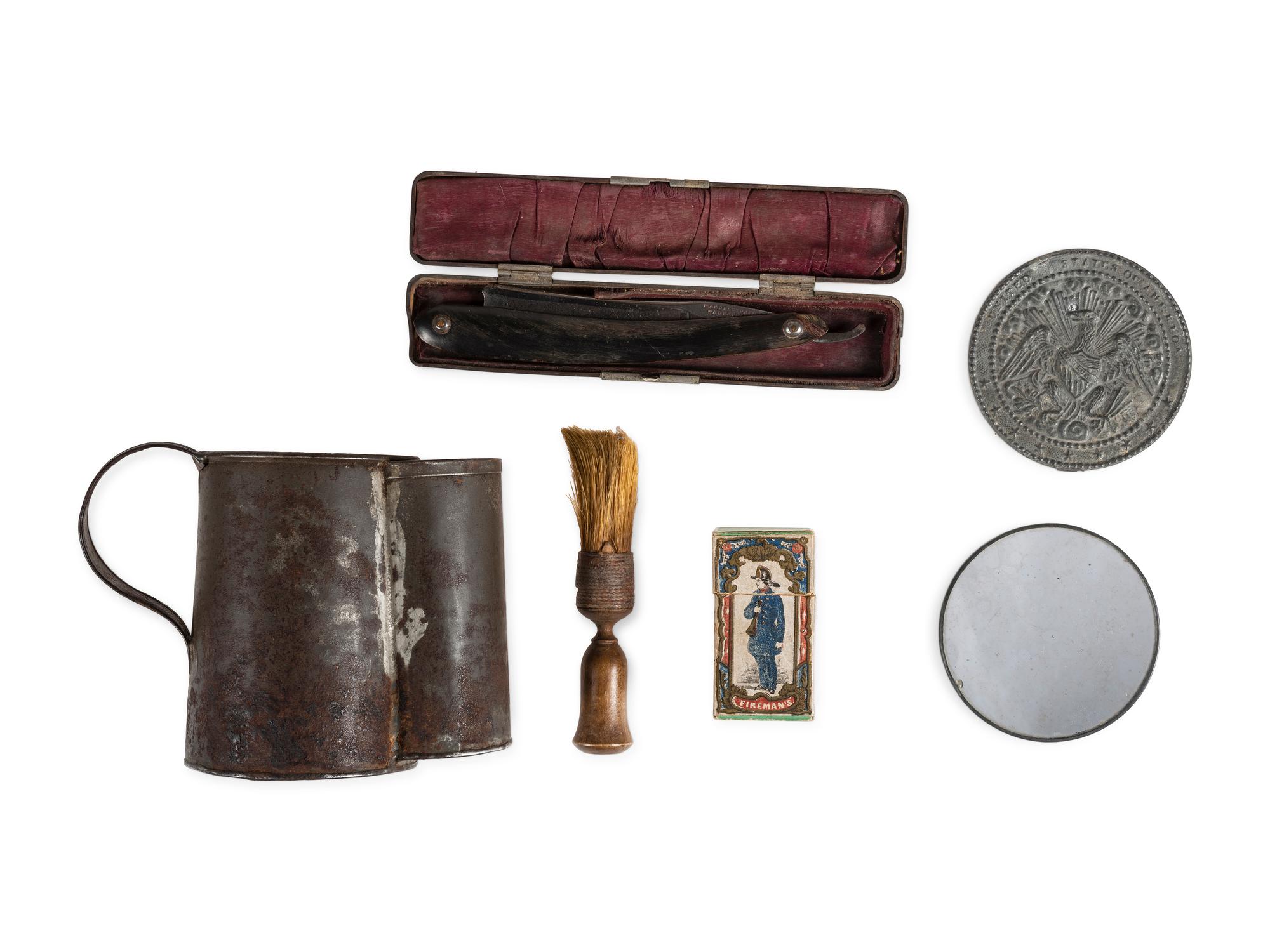 A group of 4 Civil War-period shaving accessories, comprising: