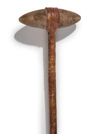 Plains Stone Club, with Buffalo Hide Wrapped Handle