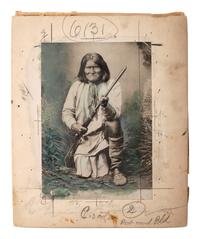[NATIVE AMERICANS]. [RANDALL, A. Frank, photographer]. Photograph of Geronimo marked for publication. [Wilcox, Arizona Territory: 1885].
