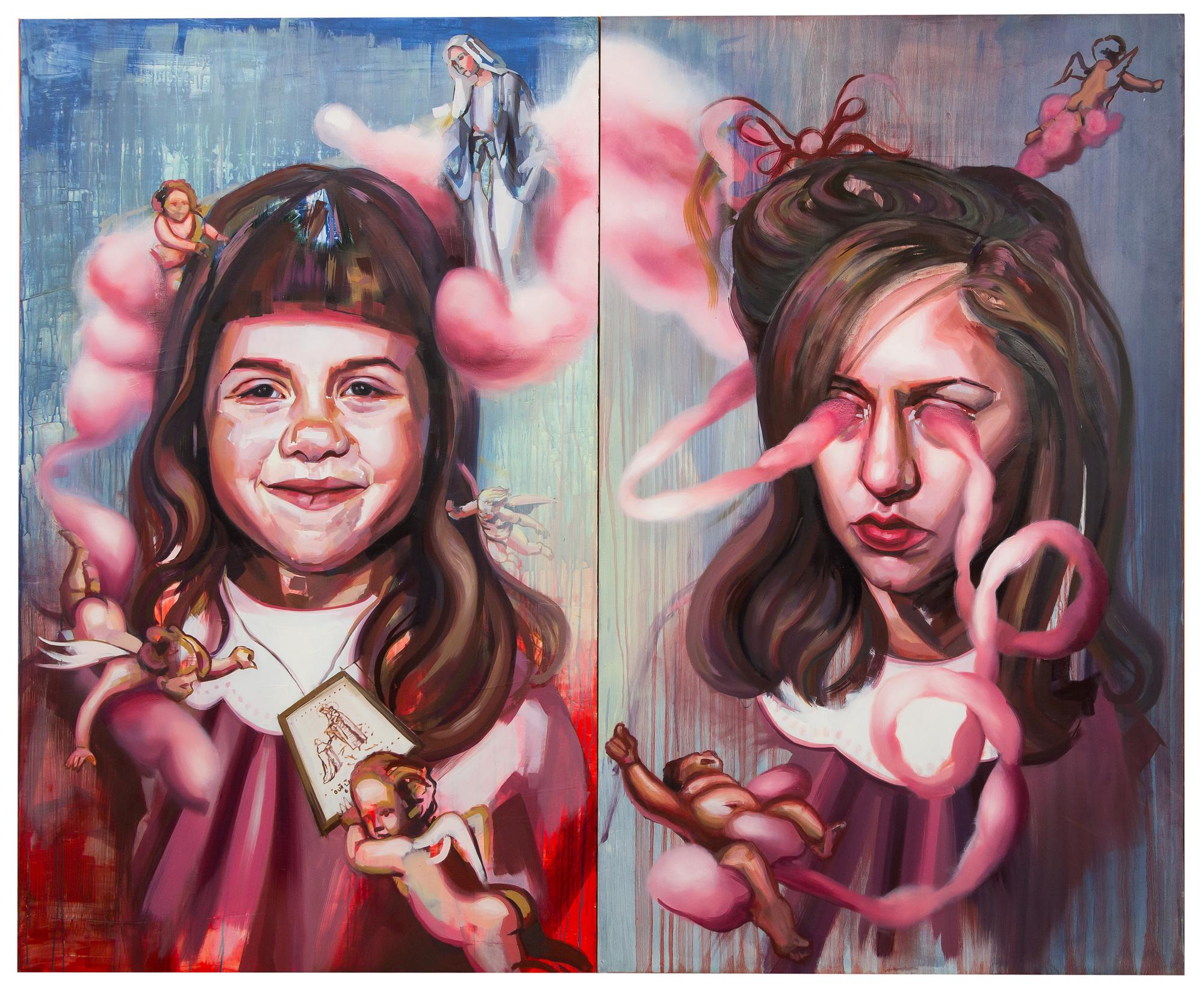 Alison Stinely, (American, b. 1985), Ladybird, Ladybird Fly Away Home, 2013 (diptych)
