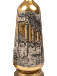 A Pair of Decoupaged Glass Table Lamps in the Style of Fornasetti