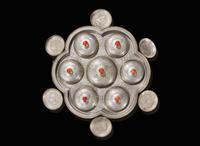 A large Chinese Cantonese embellished pewter sweetmeat set 廣作錫器一套