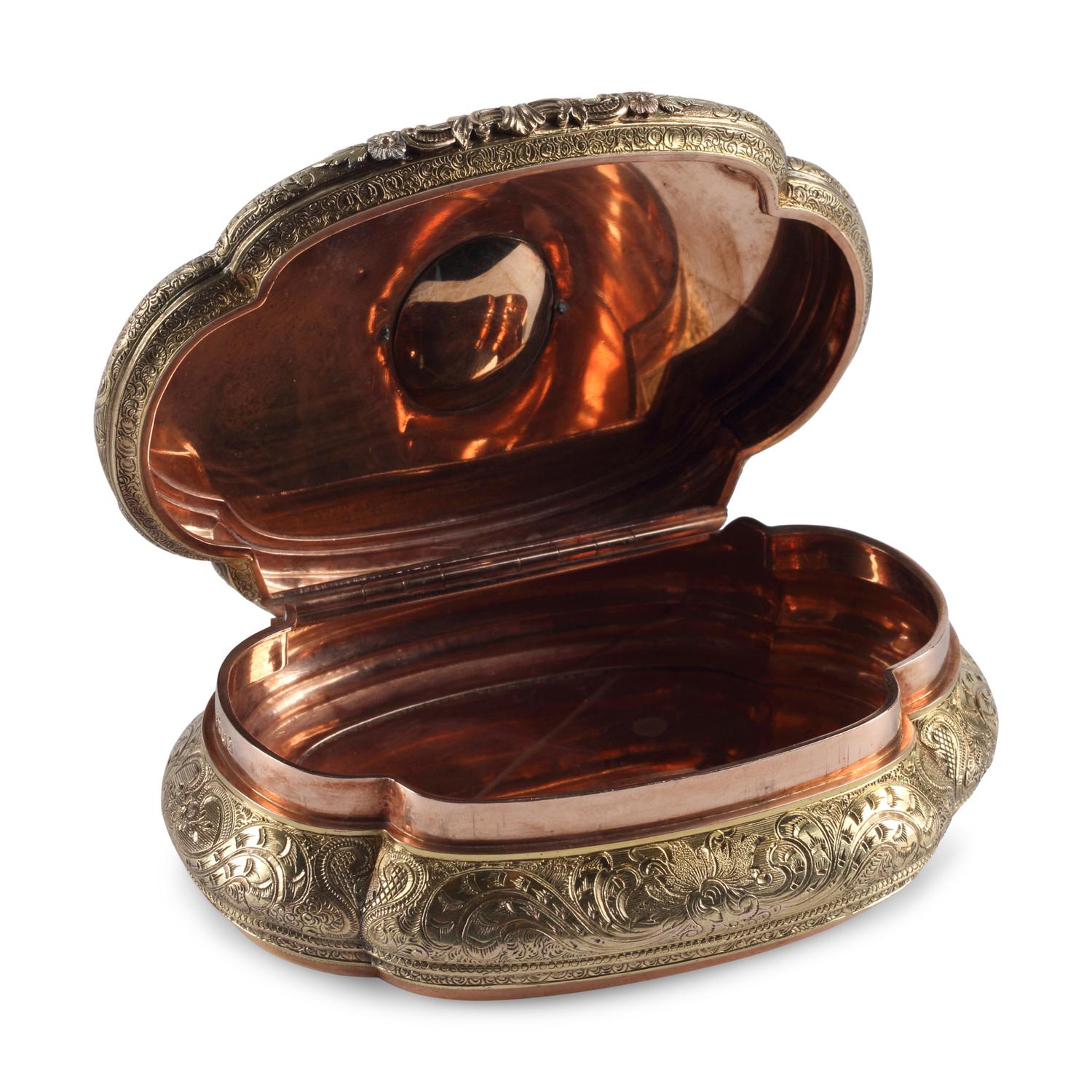 A German 14-Karat Gold and Jewel Mounted Snuff Box