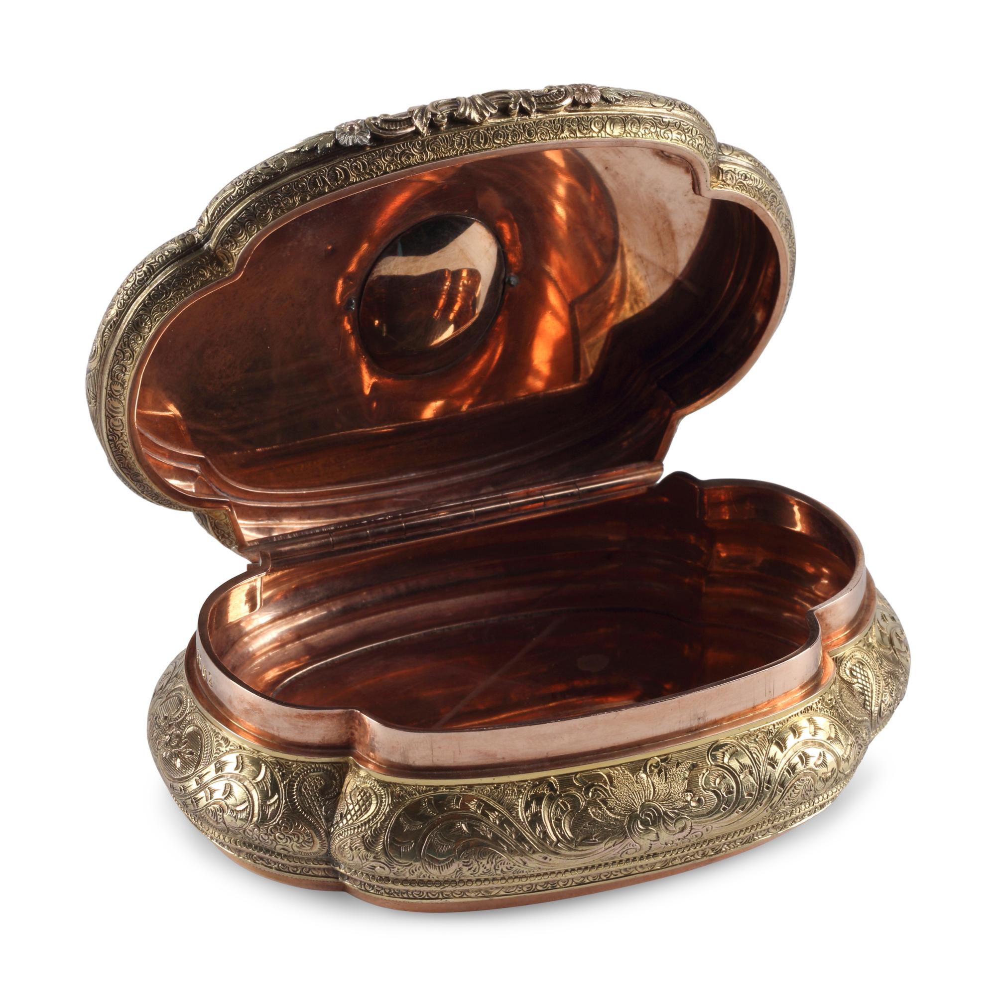 A German 14-Karat Gold and Jewel Mounted Snuff Box