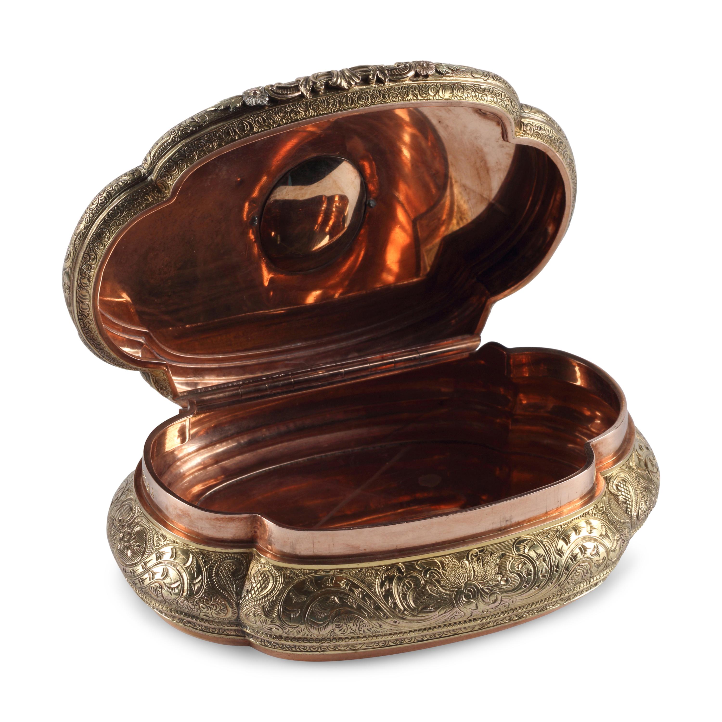 A German 14-Karat Gold and Jewel Mounted Snuff Box