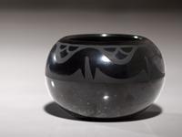 Blackware Pottery Jar, with Avanyu August 1965