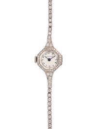 TIFFANY & CO., ANTIQUE, PLATINUM AND DIAMOND WRISTWATCH