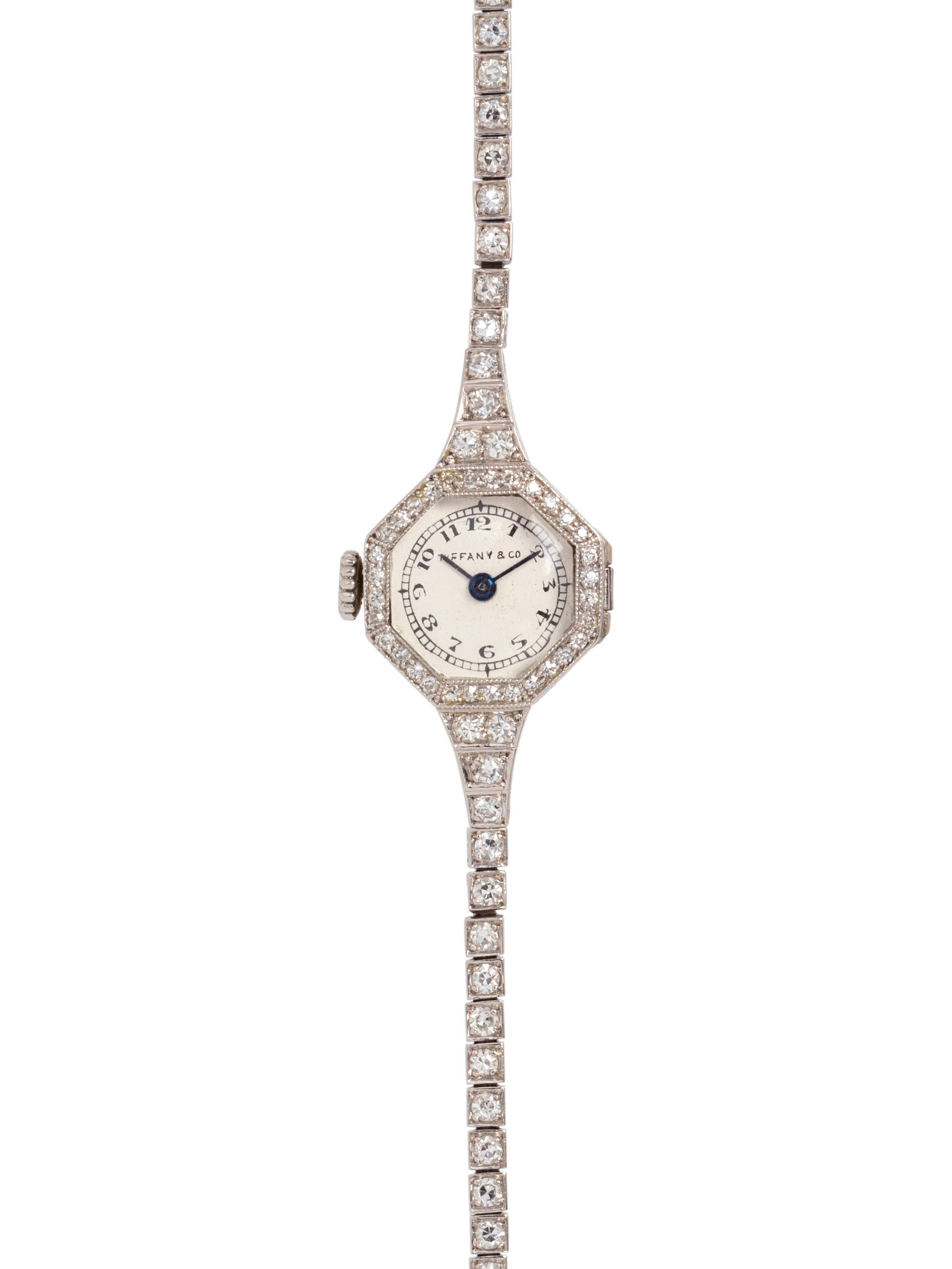 TIFFANY & CO., ANTIQUE, PLATINUM AND DIAMOND WRISTWATCH