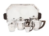 A Puiforcat Silver-Plate and Ebony Five-Piece Tea and Coffee Service