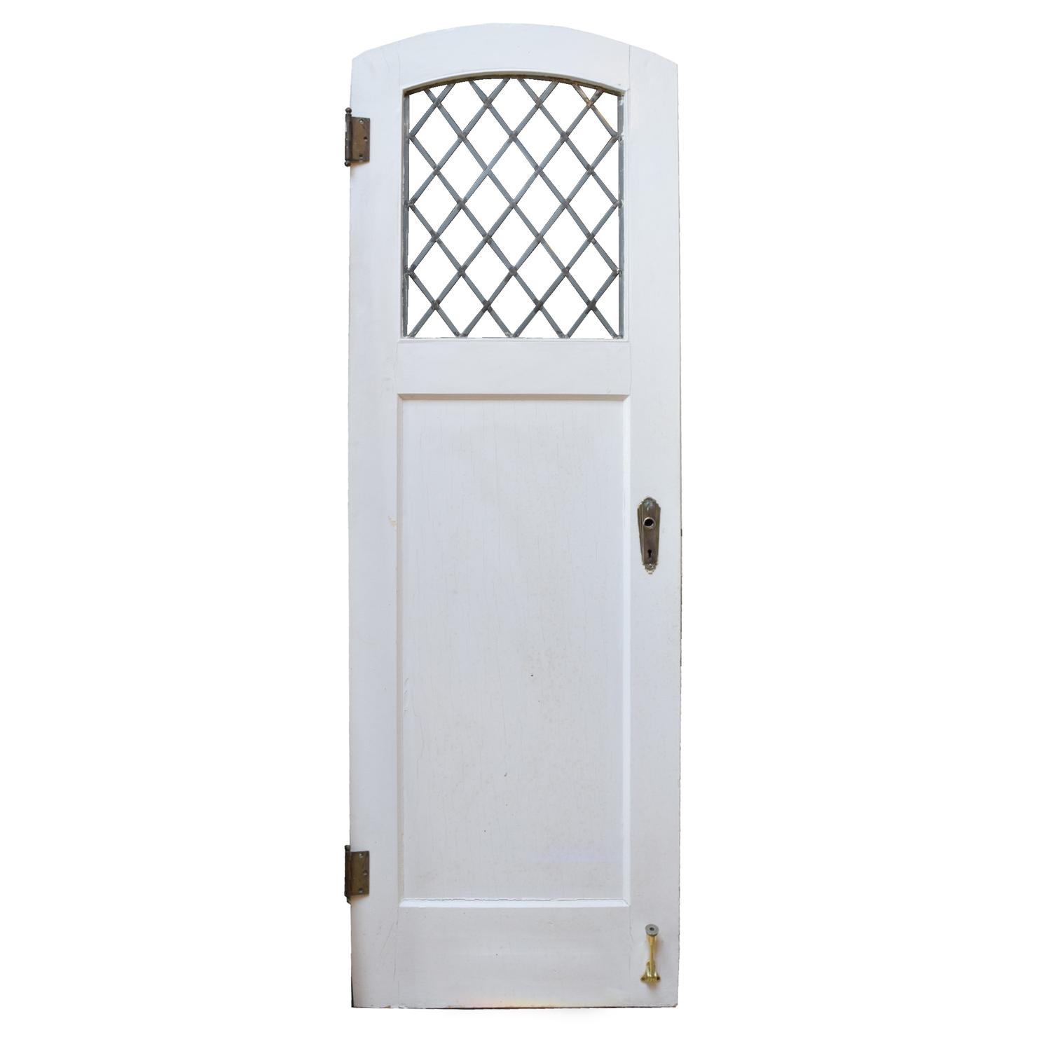 A Leaded and Stained Glass Door from a Chicago, IL. Bungalow 25.75" W x 1.25" D x 79" H — United States, Early 20th Century