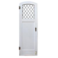 A Leaded and Stained Glass Door from a Chicago, IL. Bungalow 25.75" W x 1.25" D x 79" H — United States, Early 20th Century