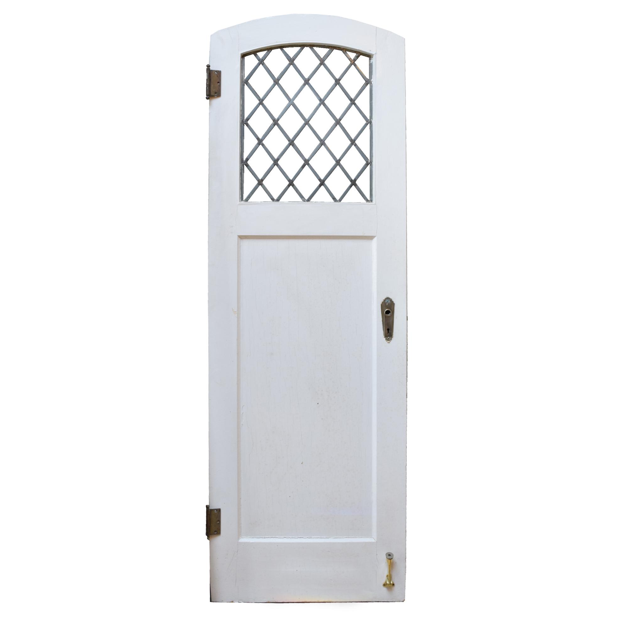A Leaded and Stained Glass Door from a Chicago, IL. Bungalow 25.75" W x 1.25" D x 79" H — United States, Early 20th Century