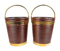 A Pair of Large George III Brass Bound Mahogany Peat Buckets — 19TH CENTURY