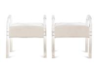 A Pair of Acrylic Upholstered Stools