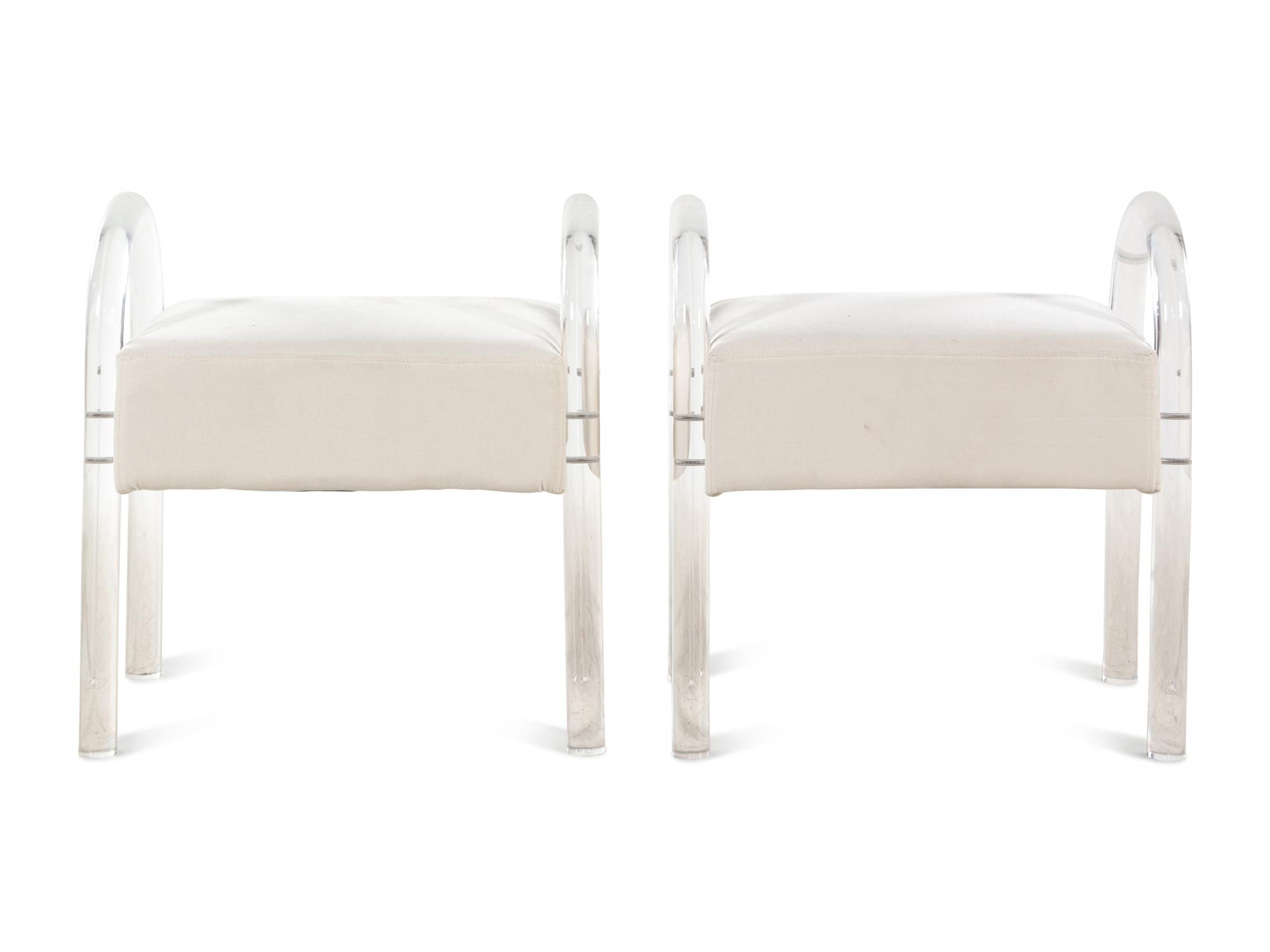 A Pair of Acrylic Upholstered Stools