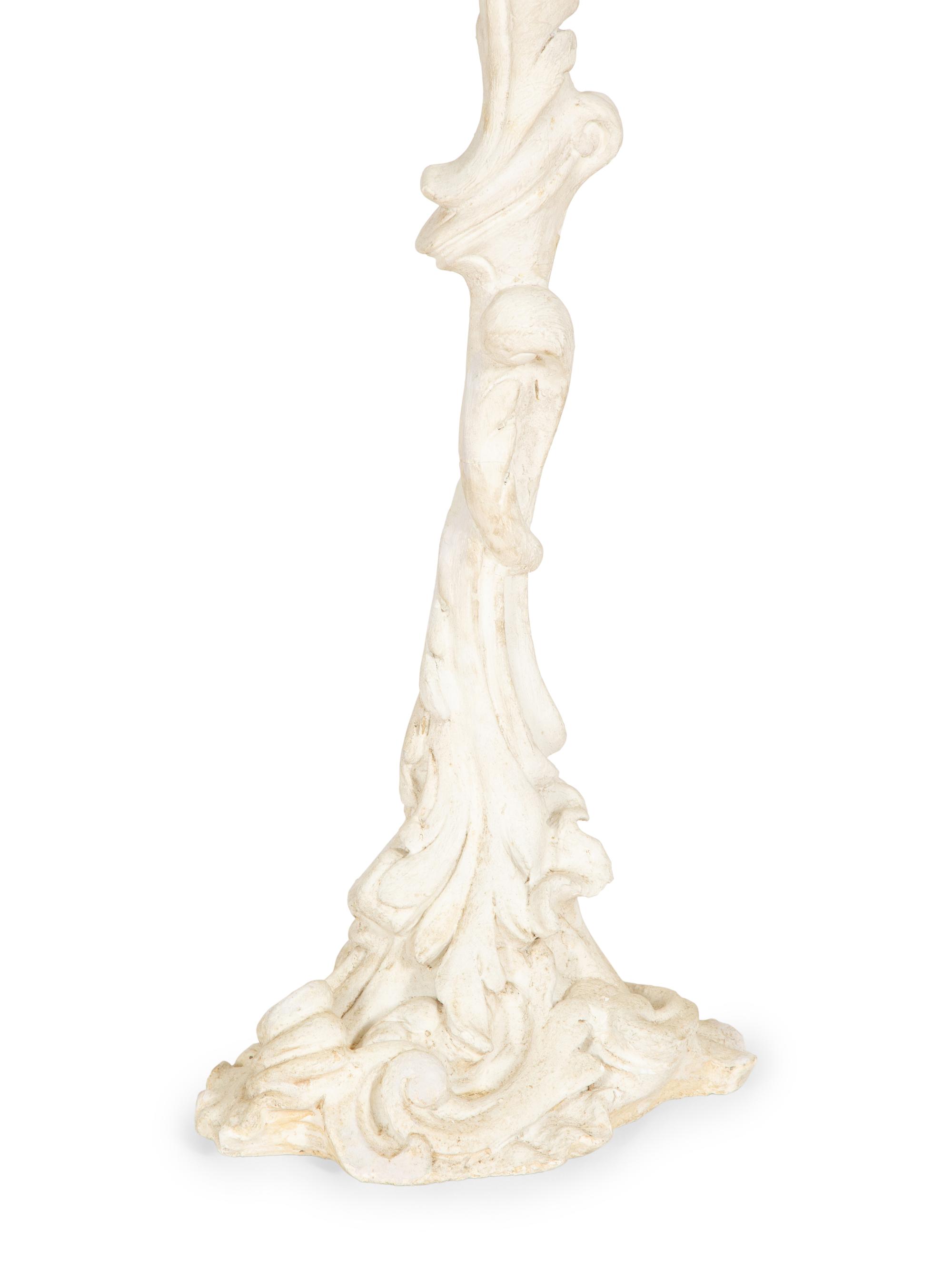 A Pair of Grotto Style White-Painted Composition Six-Light Torchères