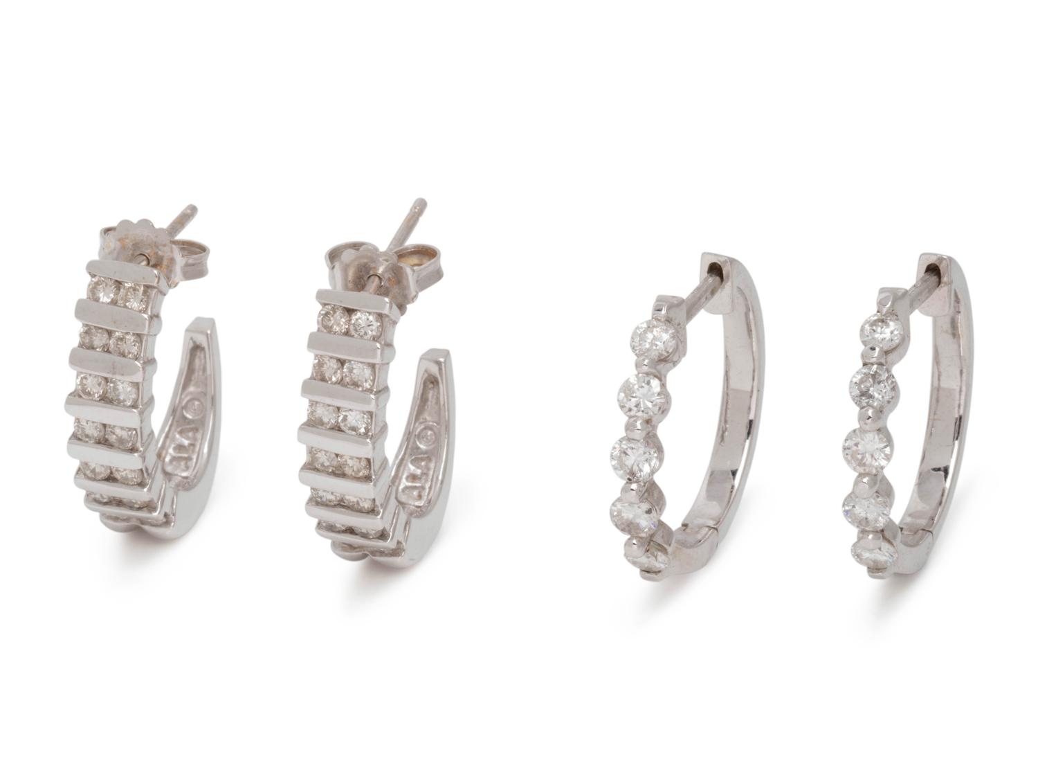 COLLECTION OF DIAMOND HOOP EARRINGS