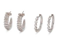 COLLECTION OF DIAMOND HOOP EARRINGS