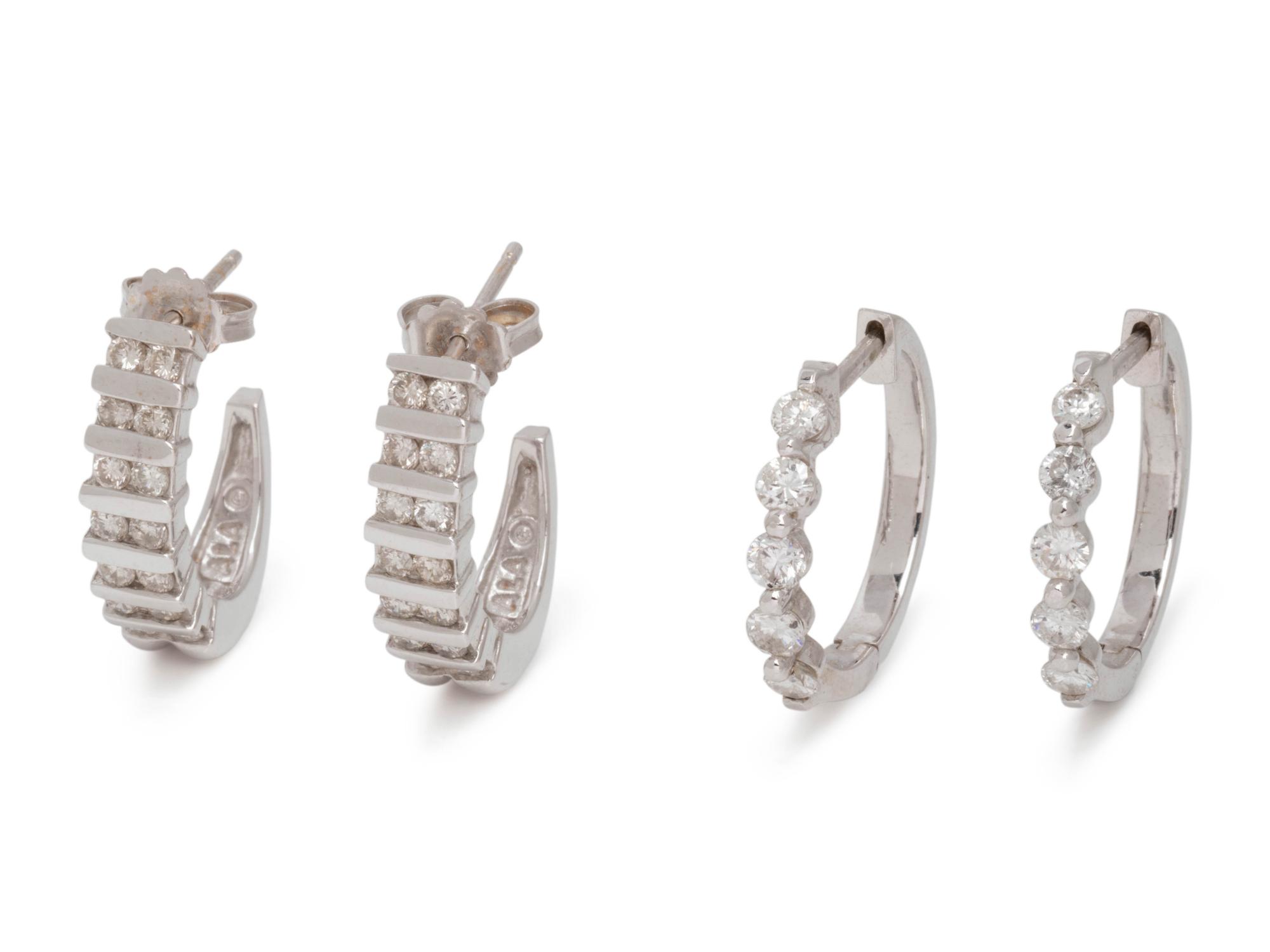 COLLECTION OF DIAMOND HOOP EARRINGS