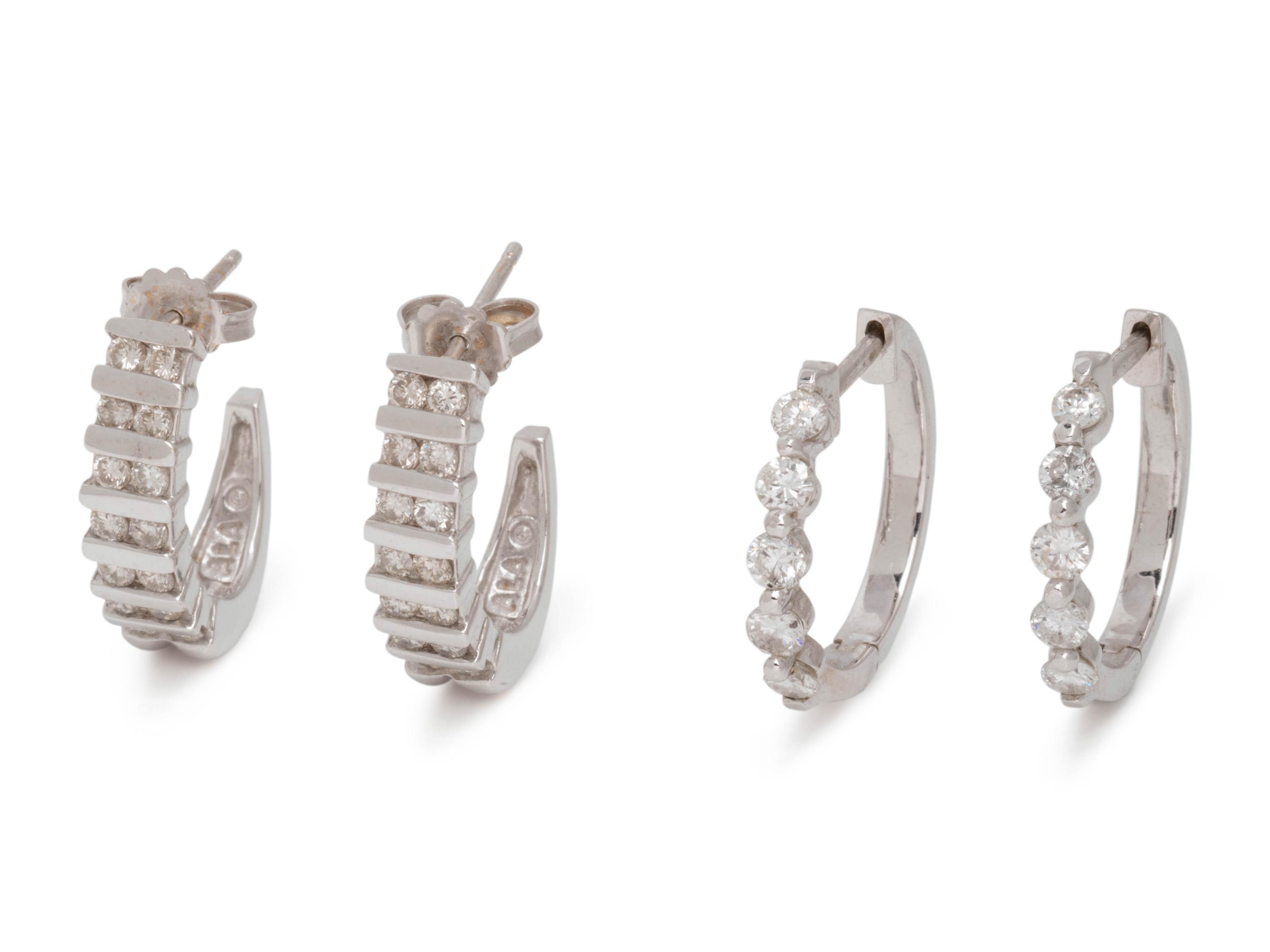 COLLECTION OF DIAMOND HOOP EARRINGS