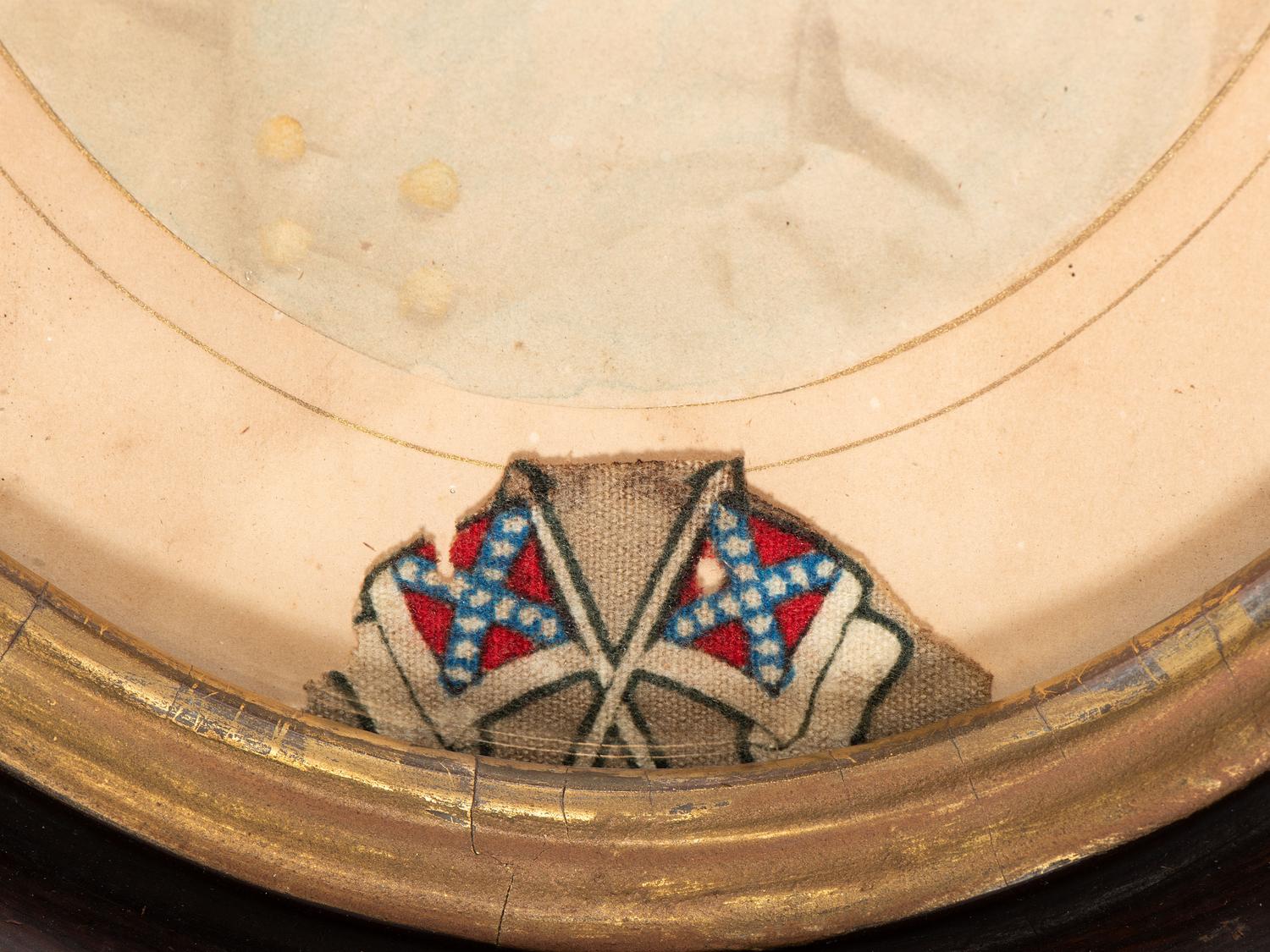 [LEE, Robert E. (1807-1870)]. Albumen photograph of Robert E. Lee with fabric identified as piece of General Lee's uniform.