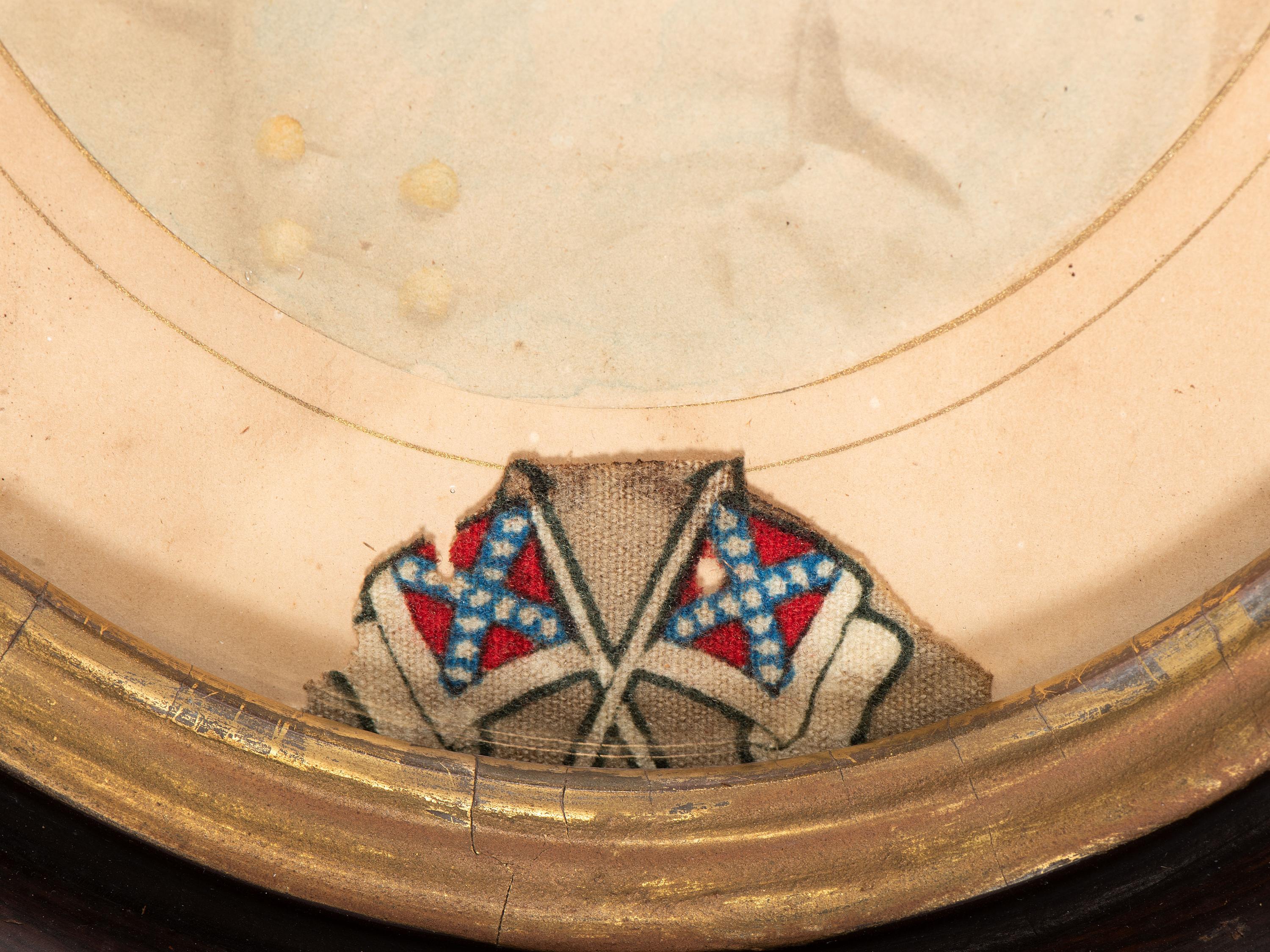[LEE, Robert E. (1807-1870)]. Albumen photograph of Robert E. Lee with fabric identified as piece of General Lee's uniform.