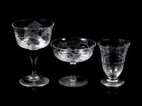 A Collection of Etched Glass Stemware