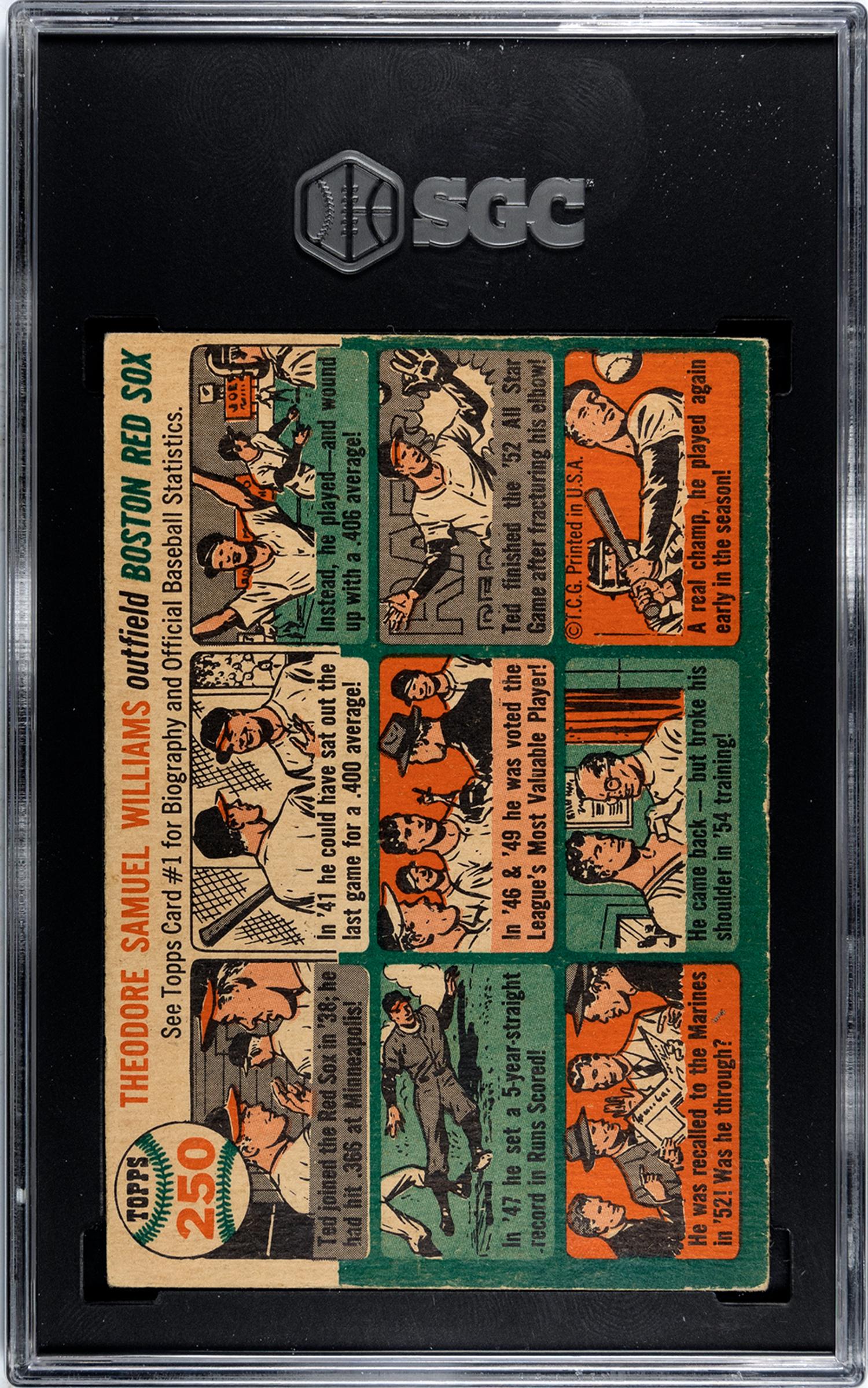 A 1954 Topps Ted Williams Baseball Card No. 250 (SGC 4.5 VG/EX+)