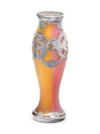 An Art Nouveau Silver Overlay Glass Vase