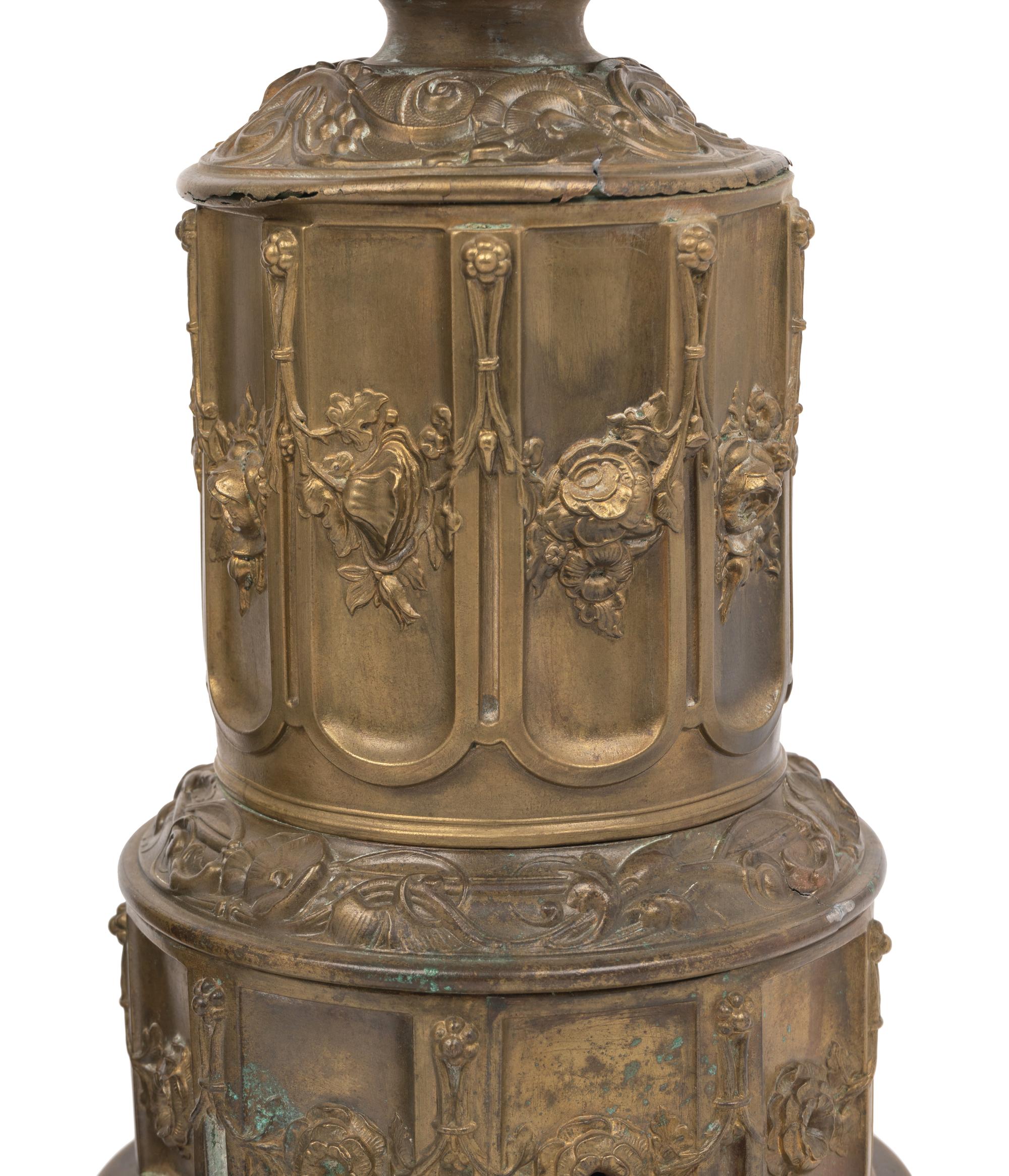 A Pair of French Gilt Metal Fluid Lamps Converted to Electricity