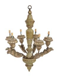 A Pair of Italian Painted Six-Light Chandeliers