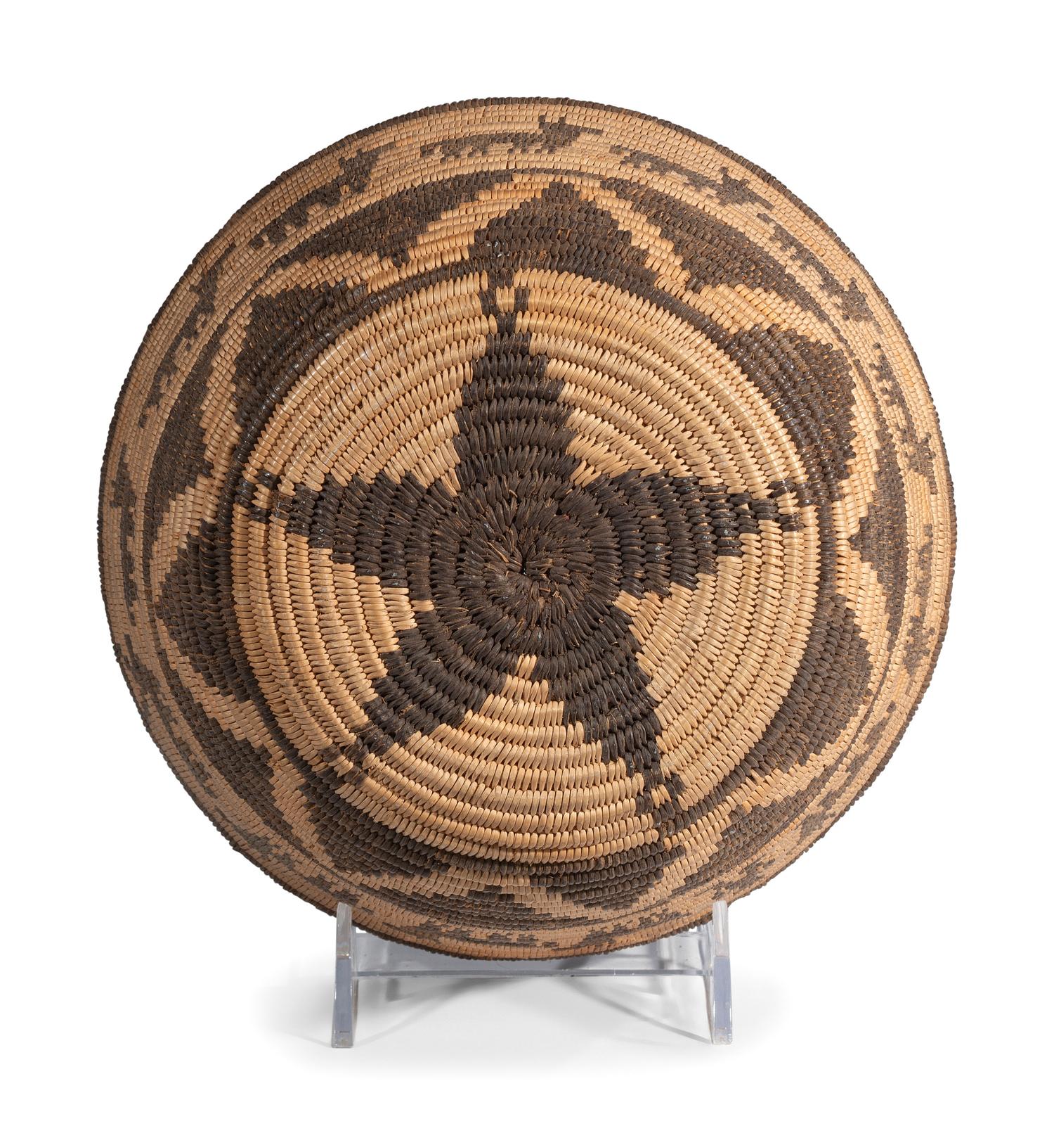 Apache Figural Basket, with Dogs, Deer, and Man