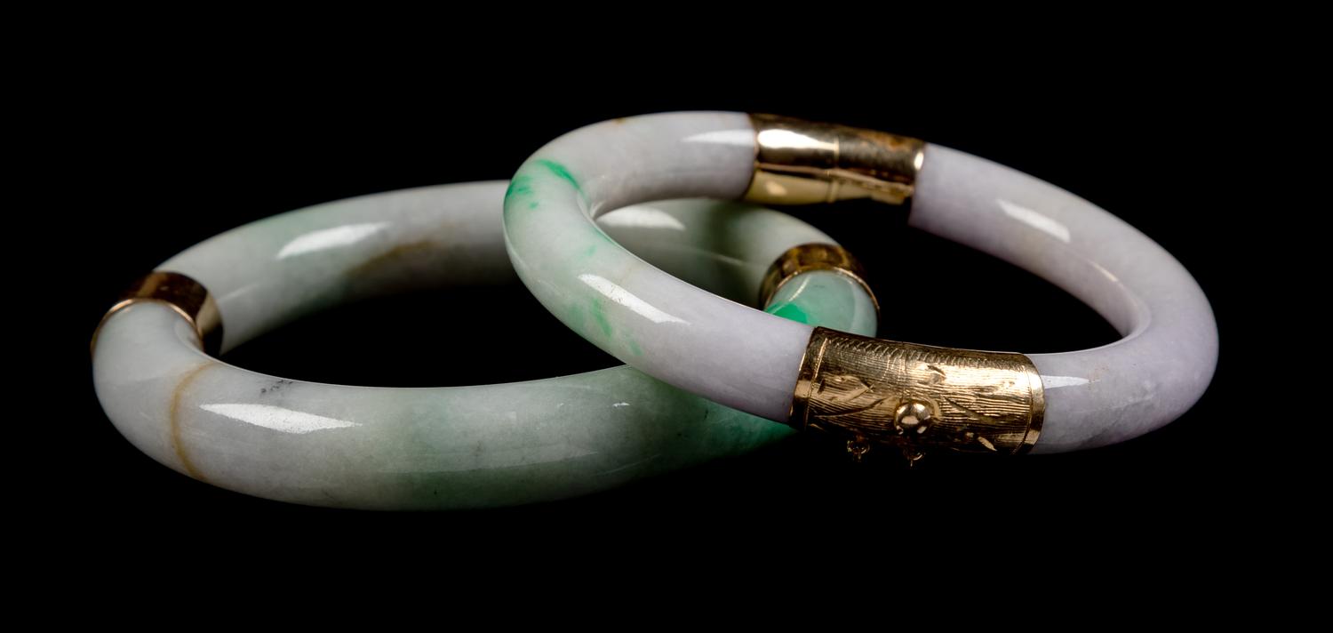 Two Chinese Jadeite Bangles