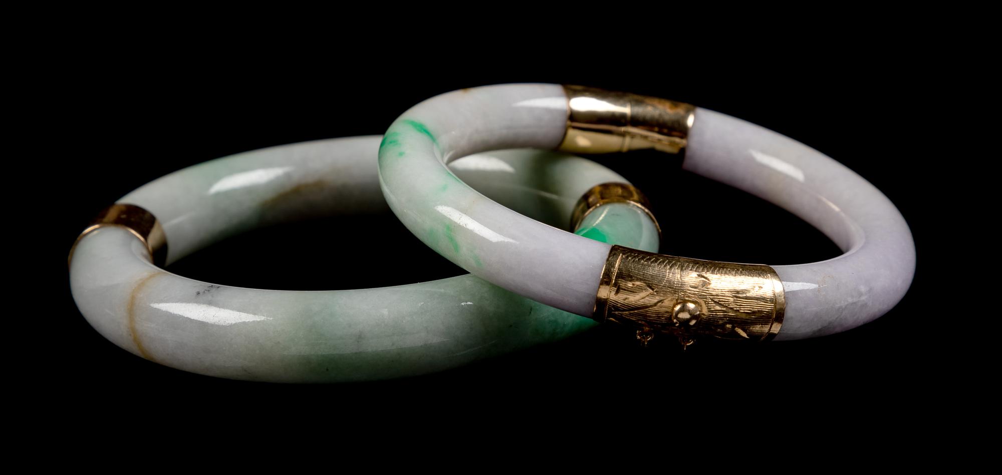 Two Chinese Jadeite Bangles