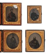 [CIVIL WAR]. 4 cased images of soldiers with headgear featuring visible insignia.