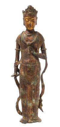 A Gilt Bronze Figure of a Bodhisattva Height 30 inches.