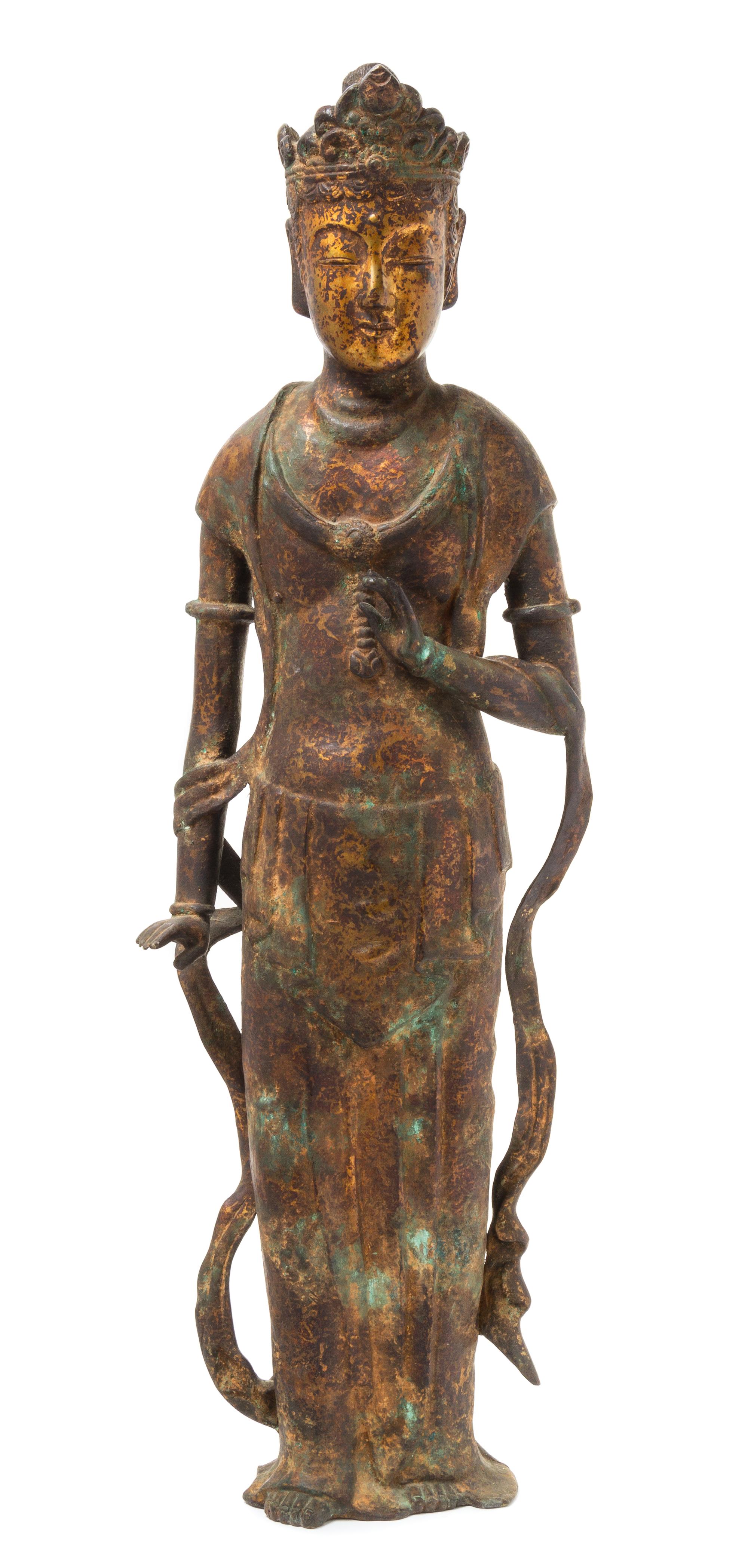 A Gilt Bronze Figure of a Bodhisattva Height 30 inches.