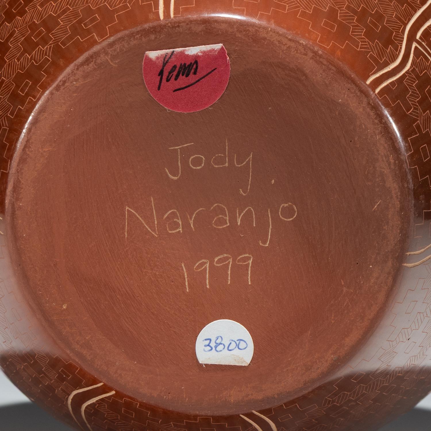 Redware Pottery Jar, with Sgraffito Deer and Parrots