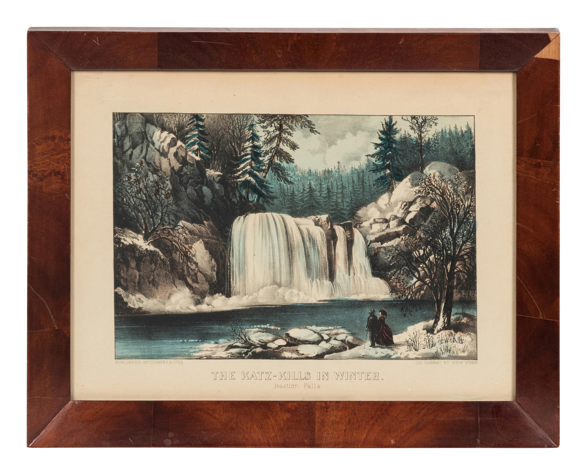 [LANDSCAPE SCENES] -- CURRIER & IVES The Katz-Kills in Winter. Bastion Falls, n.d. (G.3592). -- Yo-semite Falls. California, n.d. (G.7384).