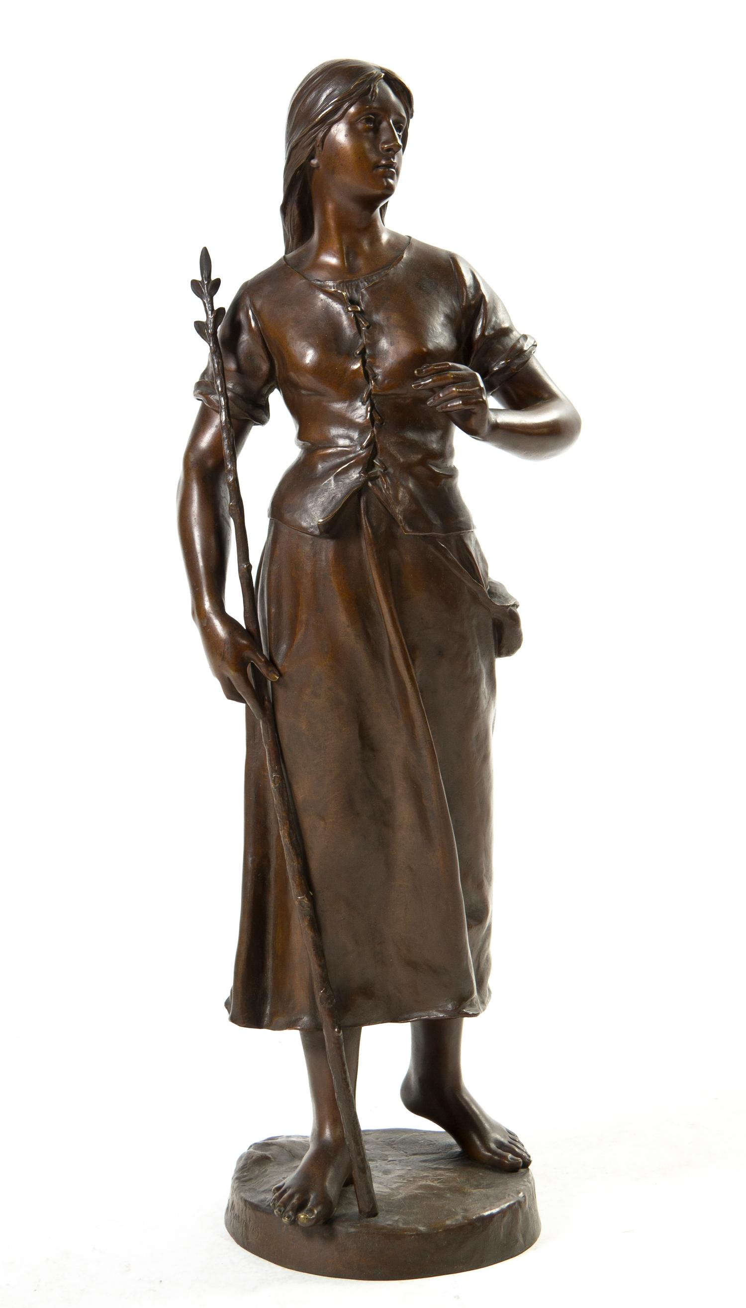 A French Bronze Sculpture, after Eugene Marioton (1854-1933), Height 29 inches.