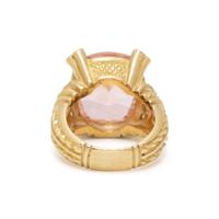 JUDITH RIPKA, YELLOW GOLD, PINK CRYSTAL AND DIAMOND RING
