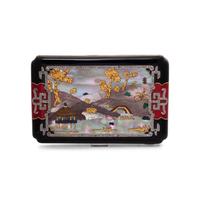 A French Art Deco 18-Karat Gold, Diamond, Mother-of-Pearl and Hardstone Mounted Enamel Cigarette Case