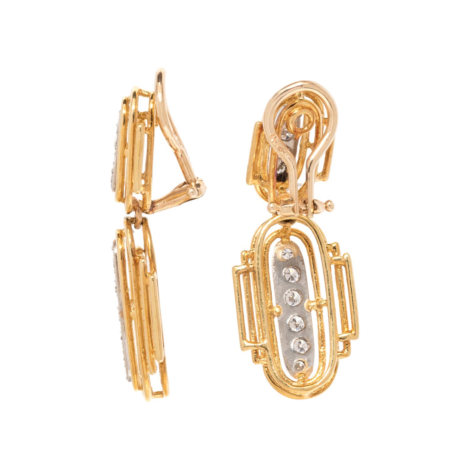 BICOLOR GOLD AND DIAMOND EARCLIPS