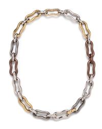 A Mixed Metal and Diamond Link Necklace,