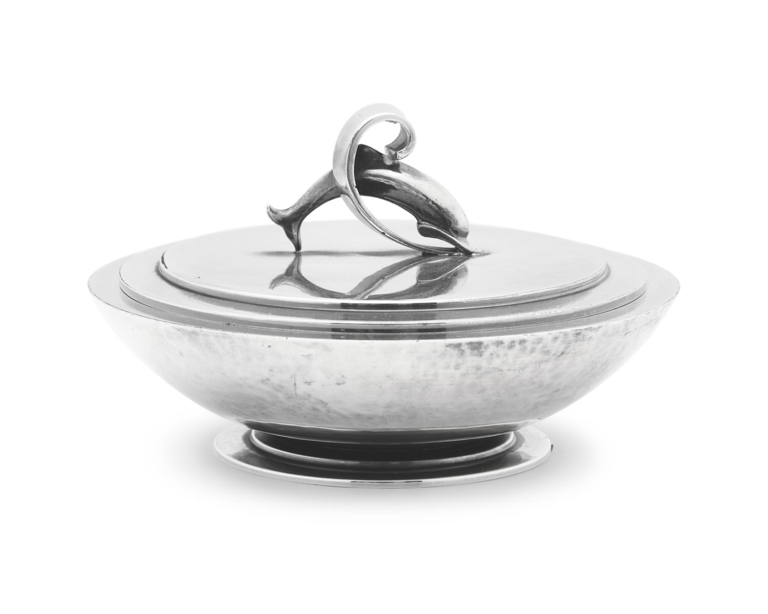 A Harald Nielsen Designed Georg Jensen Silver Dolphin Covered Bowl